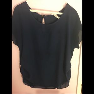 Dark Blue Short-Sleeved Blouse!